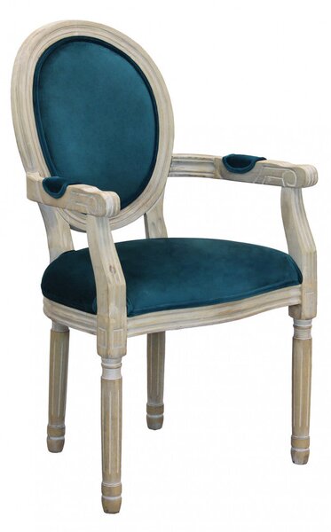 Poltrona Constance in Velluto Blu 55x46x96 h cm in Legno Blu