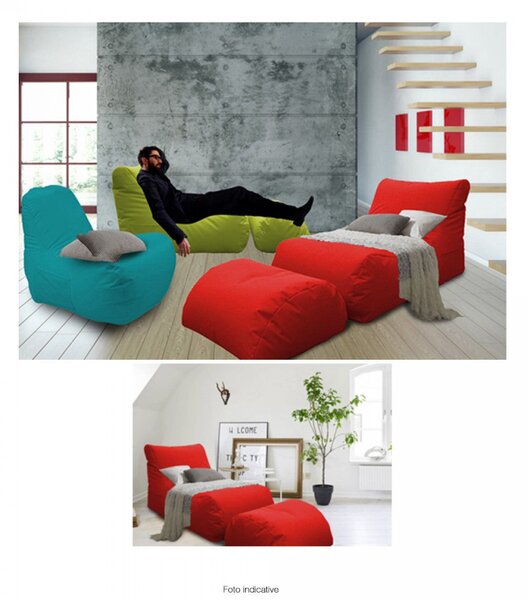 Poltrona Pouf Chaise Longue con Poggiapiedi in Poliestere Nera Avalli