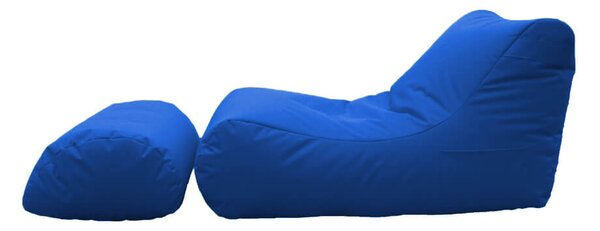 Poltrona Pouf Chaise Longue con Poggiapiedi in Poliestere Blu Avalli