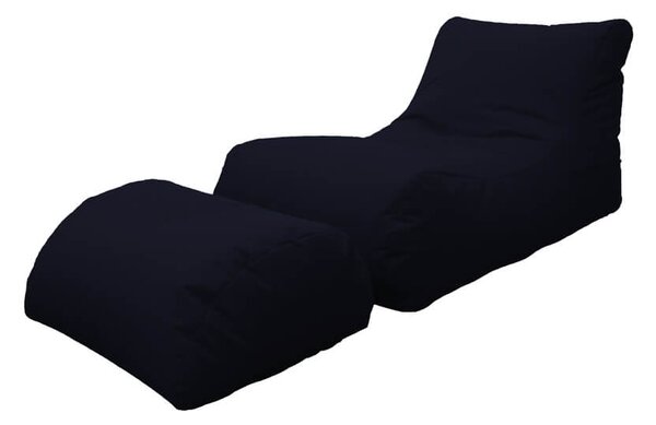 Poltrona Pouf Chaise Longue con Poggiapiedi in Poliestere Nera Avalli