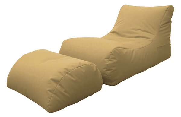 Poltrona Pouf Chaise Longue con Poggiapiedi in Poliestere Beige Avalli