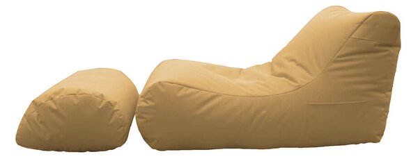 Poltrona Pouf Chaise Longue con Poggiapiedi in Poliestere Beige Avalli