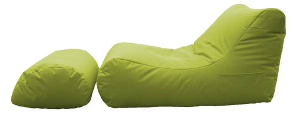 Poltrona Pouf Chaise Longue con Poggiapiedi in Poliestere Verde Avalli