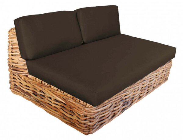 Divano Componibile Polinesia con Cuscini 75x185x105 cm in Rattan Marrone