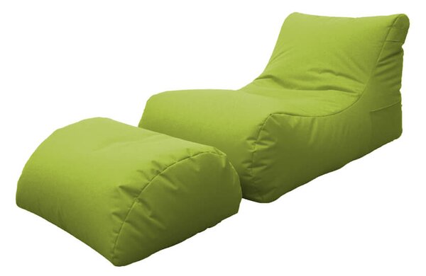 Poltrona Pouf Chaise Longue con Poggiapiedi in Poliestere Verde Avalli