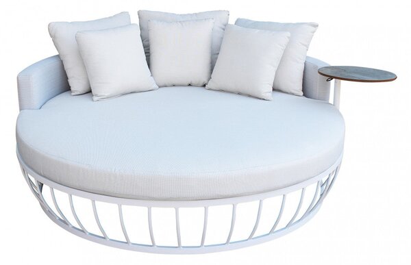 Divano Letto con Tavolino Salvador Ø165x30/60 h cm in Alluminio Bianco