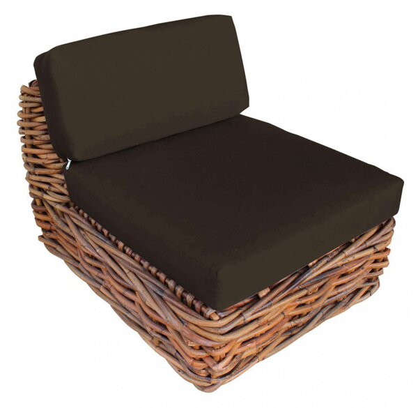 Poltrona Componibile Polinesia con Cuscini 75x87x105 cm in Rattan Marrone