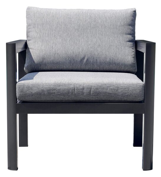 Poltrona da Giardino 70x75x60 cm in Alluminio Grigio con Cuscini Grigio