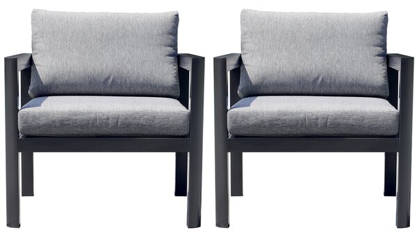 Poltrona da Giardino 70x75x60 cm in Alluminio Grigio con Cuscini Grigio