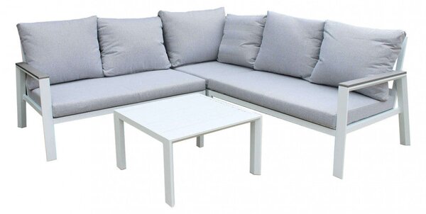 Salotto Angolare Surabaya con Cuscini in Alluminio Bianco