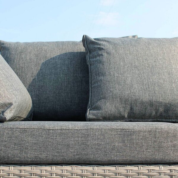 Divano con Pouf Ecuador e Cuscini in Wicker Grigio