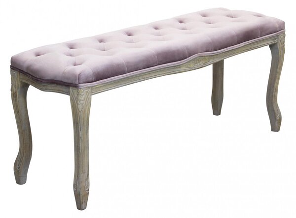 Panca Misty in Velluto Rosa 110x36x47 h cm in Legno Rosa