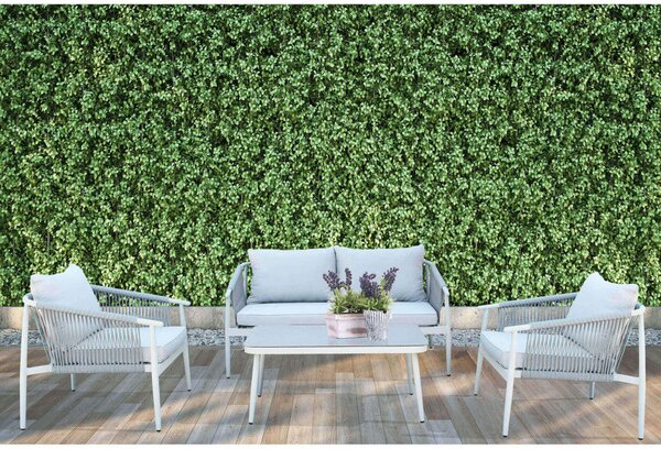 Set Salotto da Giardino Divano 2 Poltrone e Tavolino con Cuscini in Alluminio Grigio chiaro