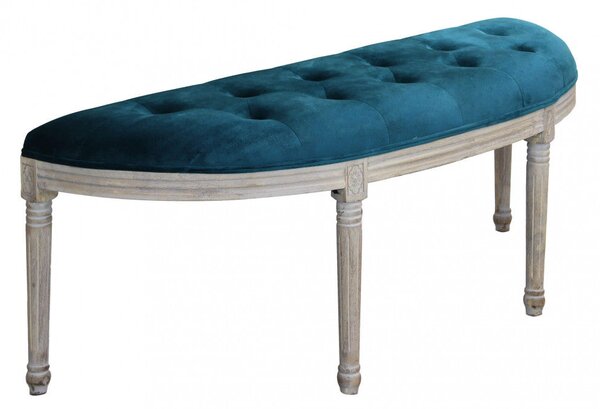 Panca Margi in Velluto Blu 125x45x48 h cm in Legno Blu