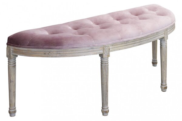 Panca Margi in Velluto Rosa 125x45x48 h cm in Legno Rosa