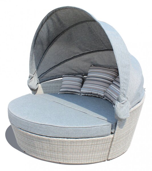Divano Letto da Esterno Brasile con Cuscini Ø180x80 h cm in Wicker Grigio