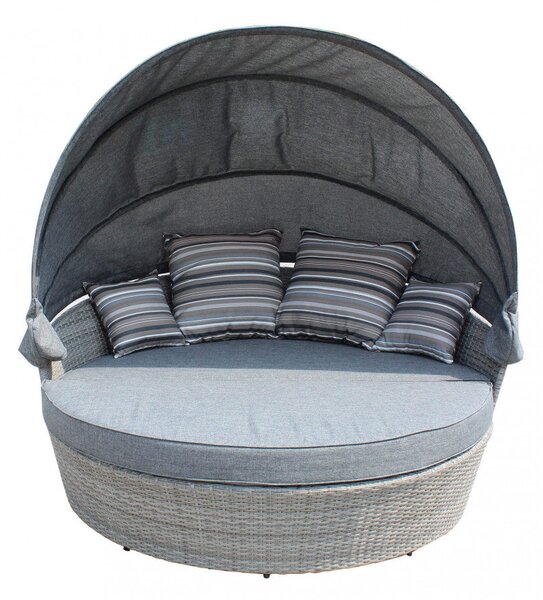 Divano Letto da Esterno Brasile con Cuscini Ø180x80 h cm in Wicker Grigio