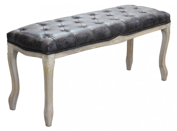 Panca Misty in Ecopelle Vintage Grigio 110x36x47 h cm in Legno Tortora