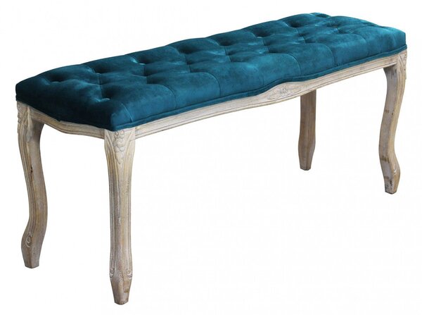 Panca Misty in Velluto Blu 110x36x47 h cm in Legno Blu