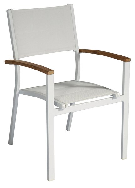 Sedia Impilabile da Giardino 57x58x88 cm in Alluminio e Textilene Tenerife Bianco