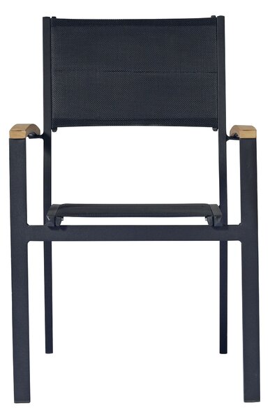 Sedia Impilabile da Giardino 57x58x88 cm in Alluminio e Textilene Tenerife Nero