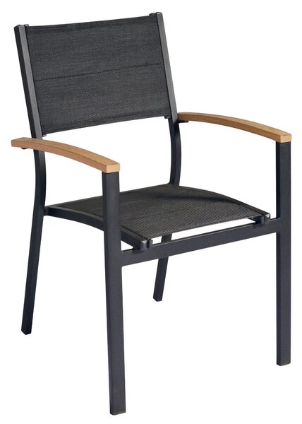 Sedia Impilabile da Giardino 57x58x88 cm in Alluminio e Textilene Tenerife Nero