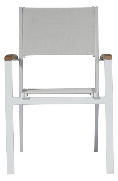 Sedia Impilabile da Giardino 57x58x88 cm in Alluminio e Textilene Tenerife Bianco