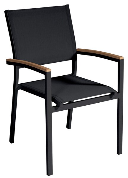 Sedia Impilabile da Giardino 56x60x88 cm in Alluminio e Textilene Volterra Nero