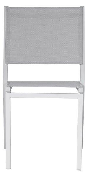 Sedia Impilabile da Giardino 48x57x87 cm in Alluminio Bianco e Textilene Elba Grigio Chiaro