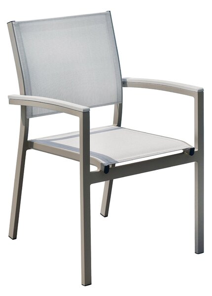 Sedia Impilabile da Giardino 56x60x88 cm in Alluminio e Textilene Volterra Tortora