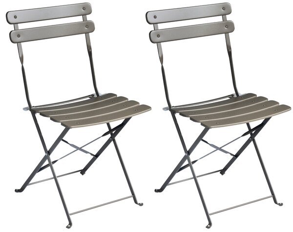 Sedia Pieghevole da Giardino 42x48x81 cm in Ferro Bistrò Tortora