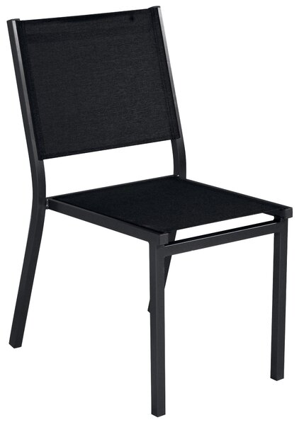 Sedia Impilabile da Giardino 48x57x87 cm in Alluminio Antracite e Textilene Elba Nero