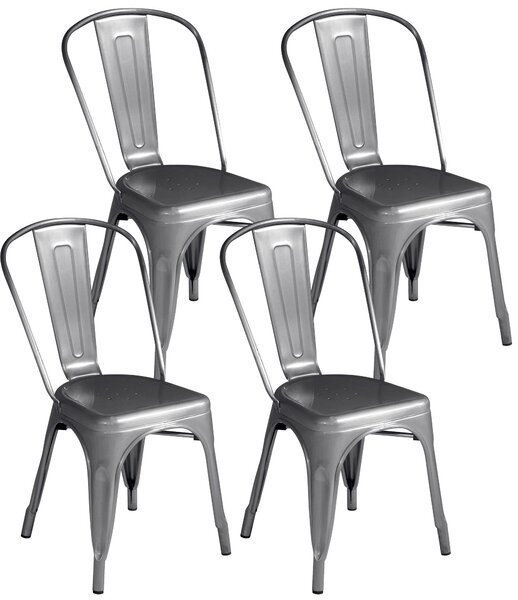 Sedia da Giardino 43x53x86 cm in Lamiera Silver
