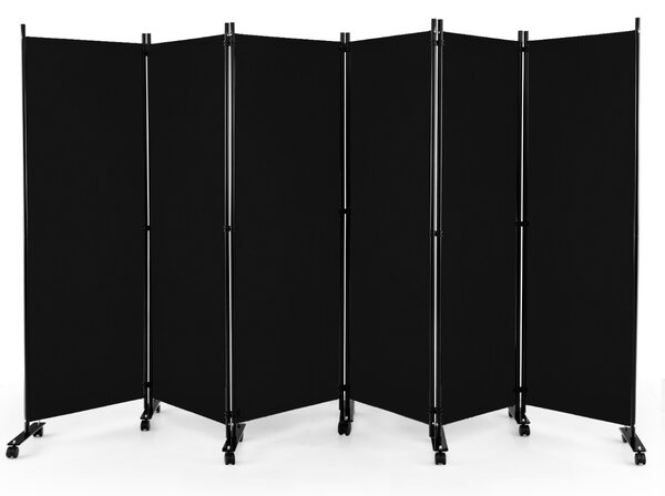 Costway Divisorio pieghevole a 6 pannelli con ruote bloccabili, Separè per interni 172cm da soggiorno ufficio Nero