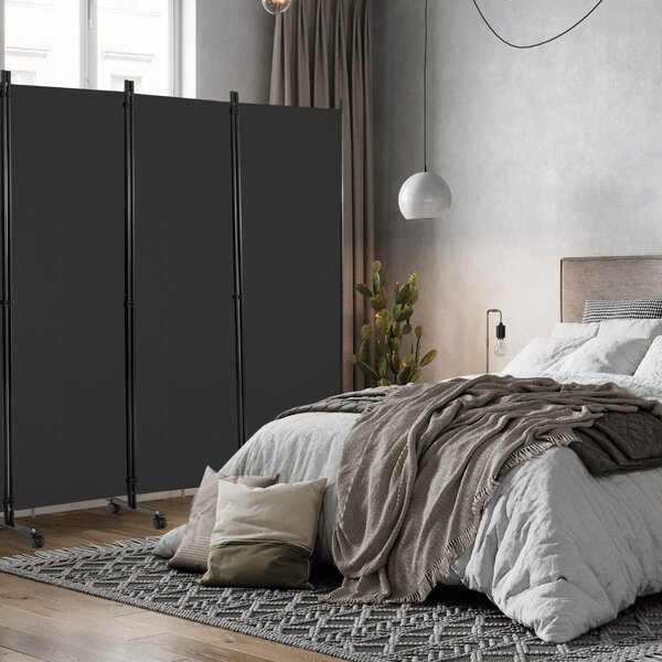 Costway Divisorio pieghevole a 6 pannelli con ruote bloccabili, Separè per interni 172cm da soggiorno ufficio Grigio