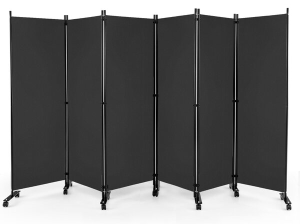 Costway Divisorio pieghevole a 6 pannelli con ruote bloccabili, Separè per interni 172cm da soggiorno ufficio Grigio