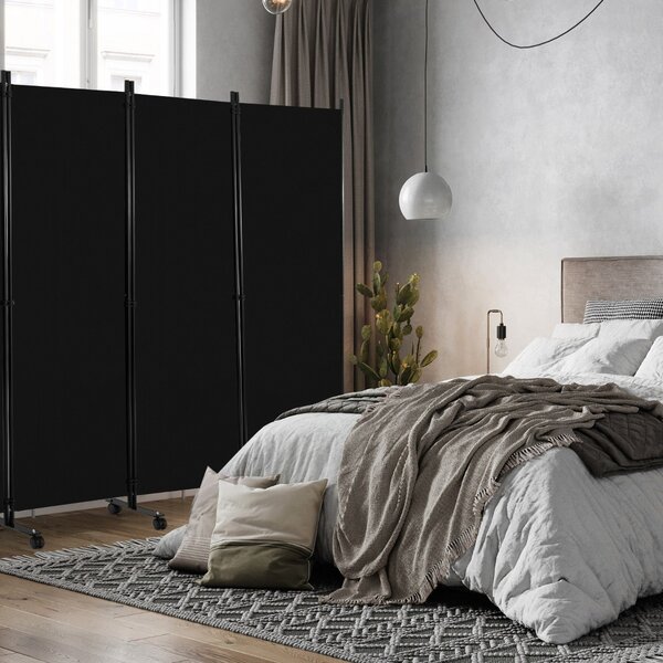 Costway Divisorio pieghevole a 6 pannelli con ruote bloccabili, Separè per interni 172cm da soggiorno ufficio Nero