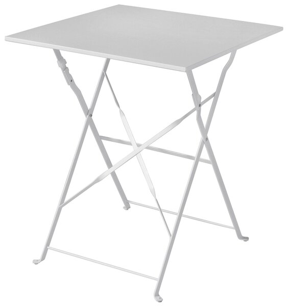 Tavolino Quadrato Pieghevole da Giardino 60x60x72 cm in Ferro Bianco