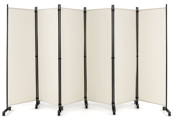 Costway Divisorio pieghevole a 6 pannelli con ruote bloccabili, Separè per interni 172cm da soggiorno ufficio Beige