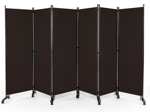 Costway Divisorio pieghevole a 6 pannelli con ruote bloccabili, Separè per interni 172cm da soggiorno ufficio Marrone