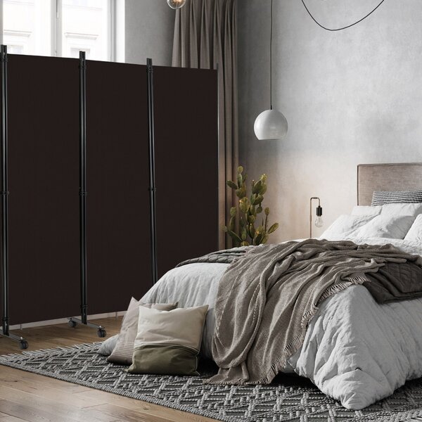 Costway Divisorio pieghevole a 6 pannelli con ruote bloccabili, Separè per interni 172cm da soggiorno ufficio Marrone