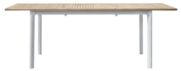 Tavolo da Giardino Allungabile 150-210x90x74 cm in Alluminio Bianco Piano in Teak