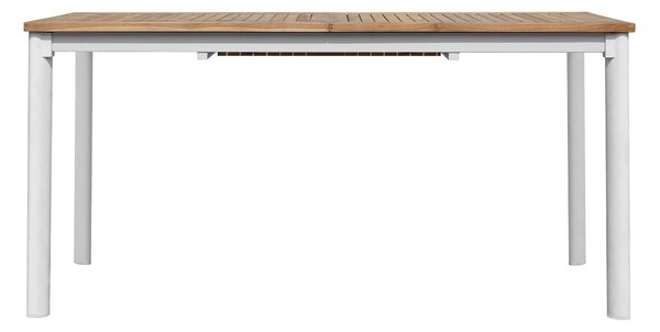 Tavolo da Giardino Allungabile 150-210x90x74 cm in Alluminio Bianco Piano in Teak