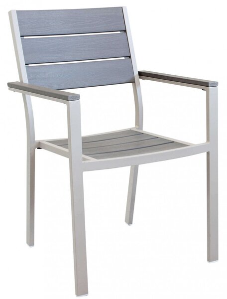 Poltrona Cervia Impilabile 58x58x89 h cm in Alluminio Tortora