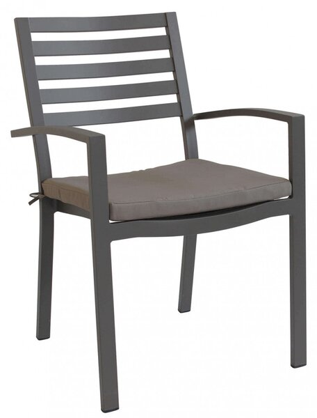 Poltrona Formentera con Cuscino 46x62x84 h cm in Alluminio Taupe