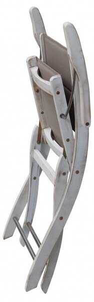 Sedia da Giardino Alexa Senza Braccioli 50x55x86 h cm in Legno di Legno di Acacia e Textilene Bianco