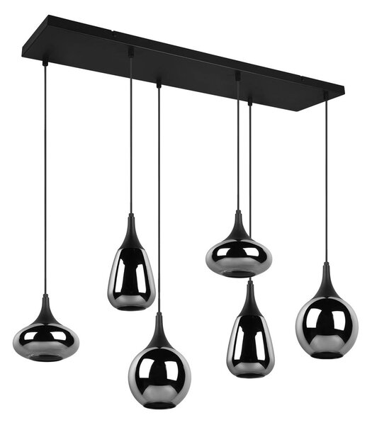 Trio Lighting Lampada a sospensione in vetro Lumina, dimmerabile, Nero, Soggiorno / Sala da pranzo, Vetro, Lampada a sospensione