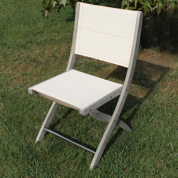 Sedia da Giardino Alexa Senza Braccioli 50x55x86 h cm in Legno di Legno di Acacia e Textilene Grigio
