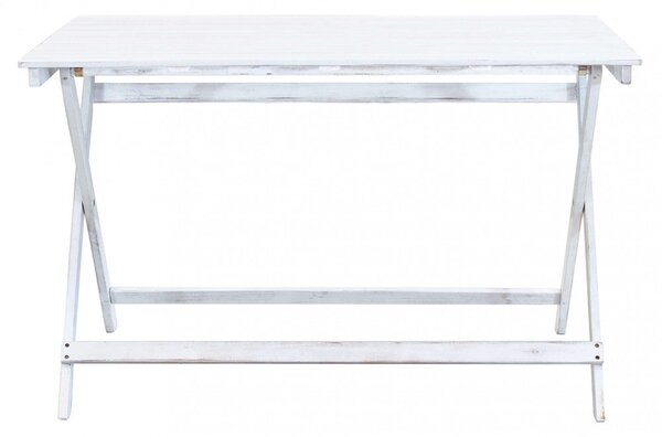 Tavolo Pieghevole 120x70x74 h cm in Legno di Acacia Bianco