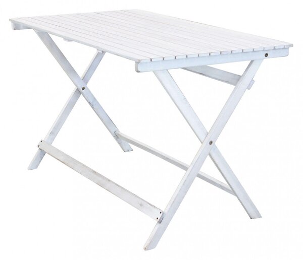 Tavolo Pieghevole 120x70x74 h cm in Legno di Acacia Bianco